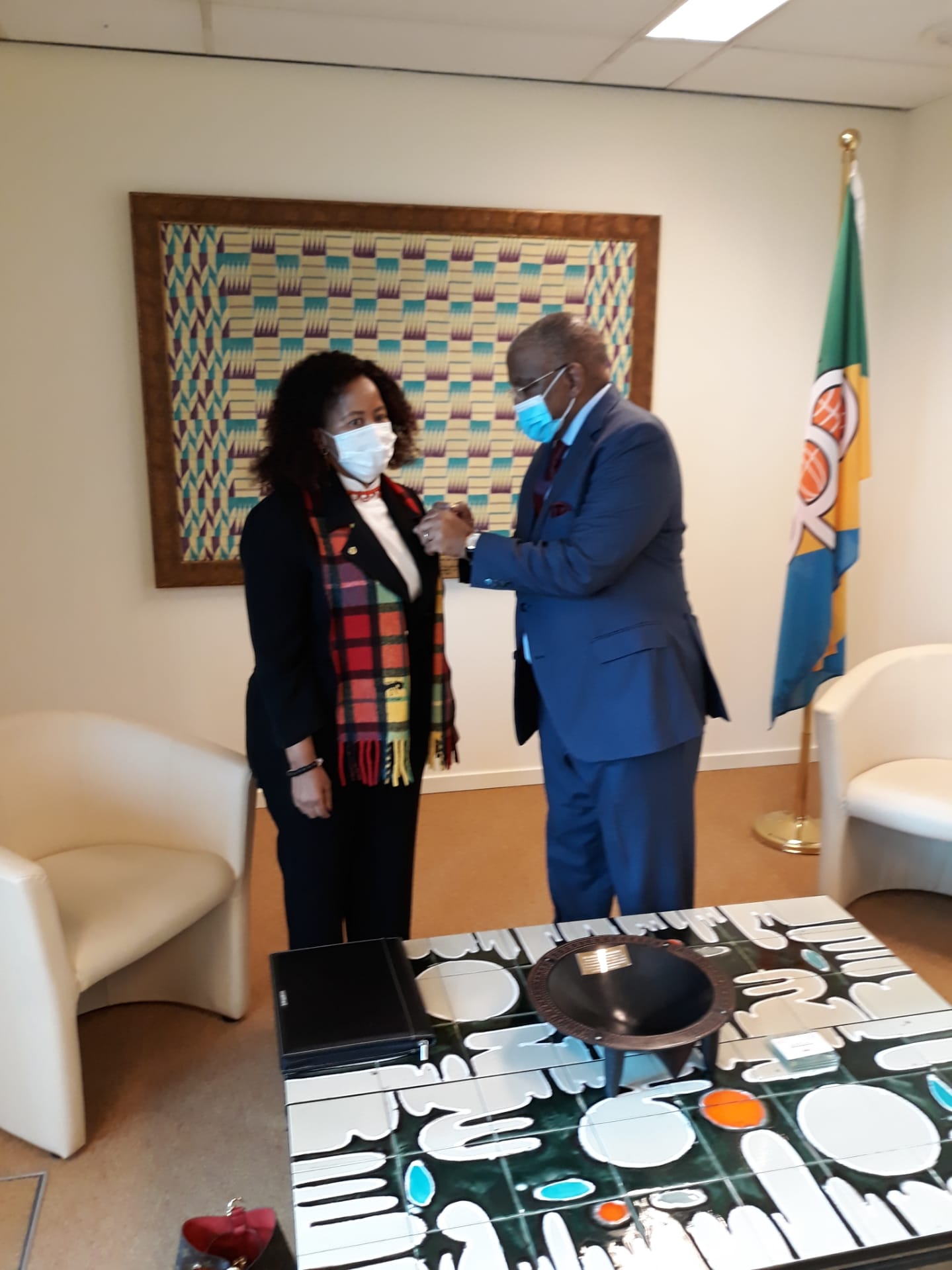 H.E. Ambassador Tokozile Xasa pays a Courtesy Call on H.E. Georges Rebelo Pinto Chikoti, SECRETARY GENERAL, ACP on 16 February 2021