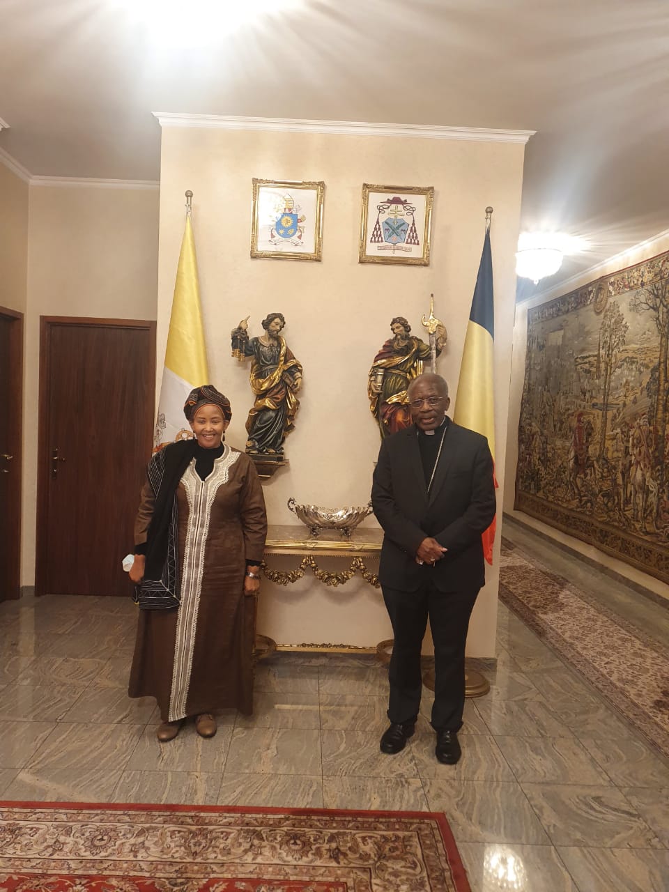 H.E. Ambassador Tokozile Xasa pays a Courtesy Call on DEAN OF THE DIPLOMATIC CORPS, H.E. ARCHBISHOP AUGUSTINE KASUJJA, APOSTOLIC NUNCIO in Brussels, on 27 January 2021