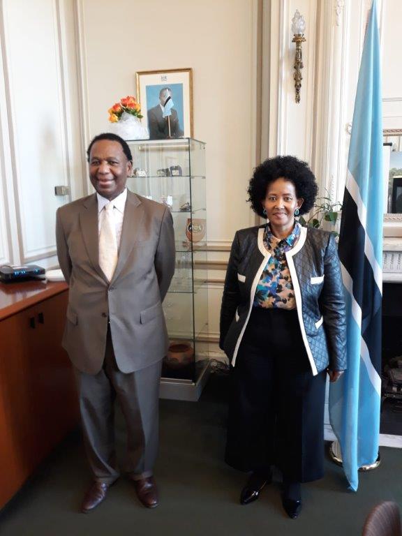 H.E. Ambassador Tokozile Xasa pays a Courtesy Call on H.E. MR SAMUEL OUTLULE, AMBASSADOR OF BOTSWANA 03 FEBRUARY 2021