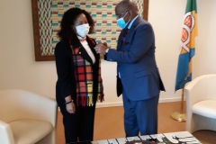 H.E. Ambassador Tokozile Xasa pays a Courtesy Call on H.E. Georges Rebelo Pinto Chikoti, SECRETARY GENERAL, ACP on 16 February 2021