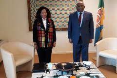 H.E. Ambassador Tokozile Xasa pays a Courtesy Call on H.E. Georges Rebelo Pinto Chikoti, SECRETARY GENERAL, ACP on 16 February 2021