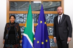 H.E. Ambassador Tokozile Xasa presents Her letters of Credence to the President of the European Union, Charles Michel on 17 March 2021