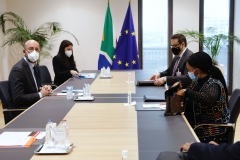 H.E. Ambassador Tokozile Xasa presents Her letters of Credence to the President of the European Union, Charles Michel on 17 March 2021