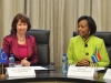 Minister of International Relations and Cooperation, Ms Maite Nkoana-Mashabane, with her counterpart from the European Union, Ms Catherine Ashton, High Representative for Foreign Affairs and Security Policy, in Pretoria on Friday, 24 August 2012.Media Advisory23 August 2012Minister Nkoana-Mashabane to host her European Union (EU) counterpartThe Minister of International Relations and Cooperation, Ms Maite Nkoana-Mashabane, will receive her counterpart from the European Union, Ms Catherine Ashton, High Representative for Foreign Affairs and Security Policy, in Pretoria on Friday, 24 August 2012.All media are invited as follows:Date: Friday, 24 August 2012Time: 15h00-15h30 (Joint Press Conference)Venue: Media Room, Department of International Relations and Cooperation (DIRCO), OR Tambo Building, 460 Soutpansberg Road, PretoriaRSVP: Ms Laoura Lazouras, LazourasL@dirco.gov.za / 083 564 2024Enquiries: Mr Nelson Kgwete, +27 76 431 3078Issued by the Department of International Relations and CooperationOR Tambo Building460 Soutpansberg RoadPretoria